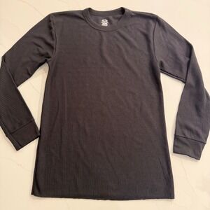 Fruit of the Loom Mens Waffle Knit Thermal Long Sleeve Shirt Charcoal Grey Large